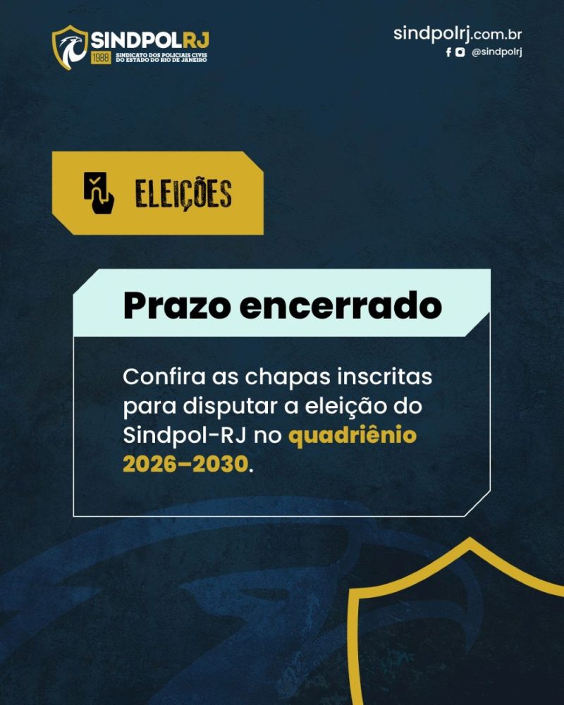 Eleições Sindpol-RJ quatro chapas são inscritas para o quadriênio 2026–2030