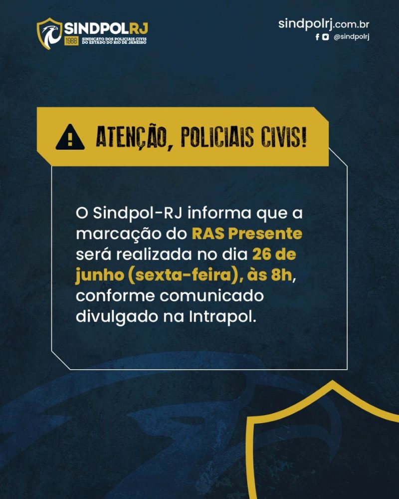 Marcação do RAS Presente será realizada no dia 26 de junho