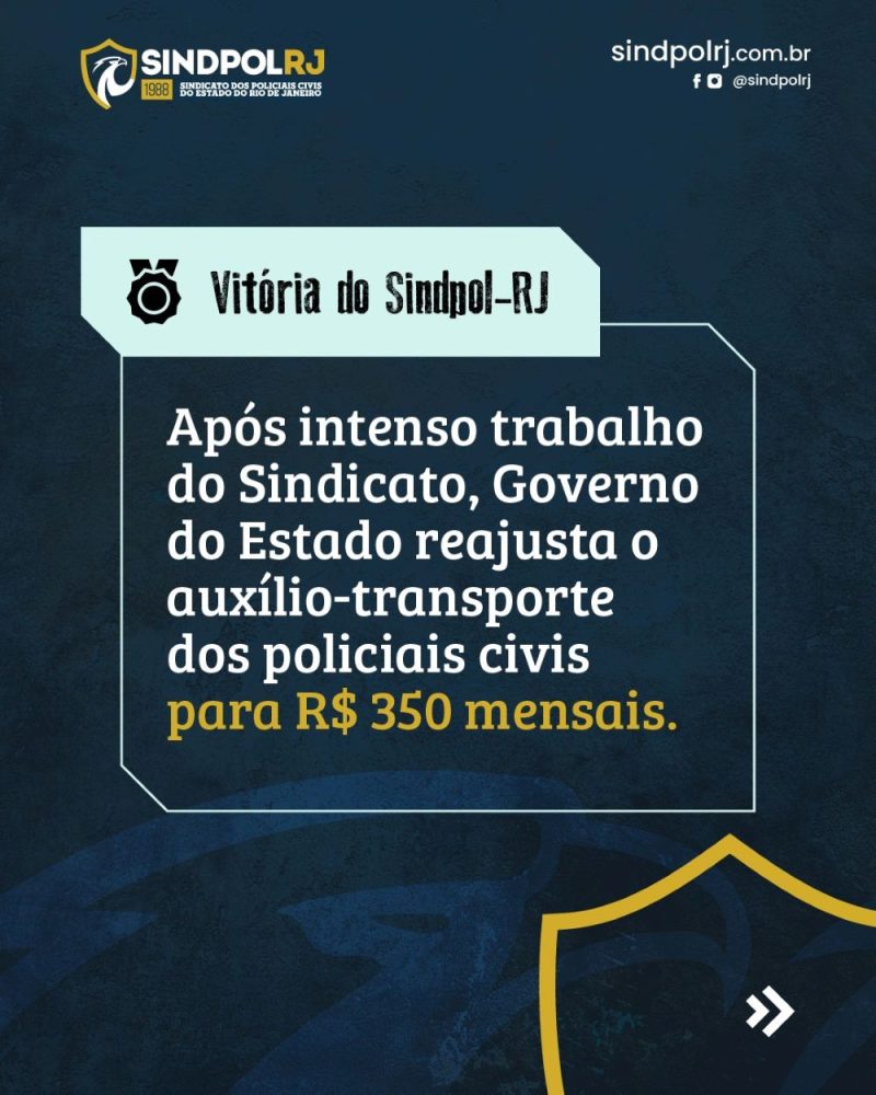 SINDPOL-RJ conquista reajuste do auxílio-transporte para policiais civis