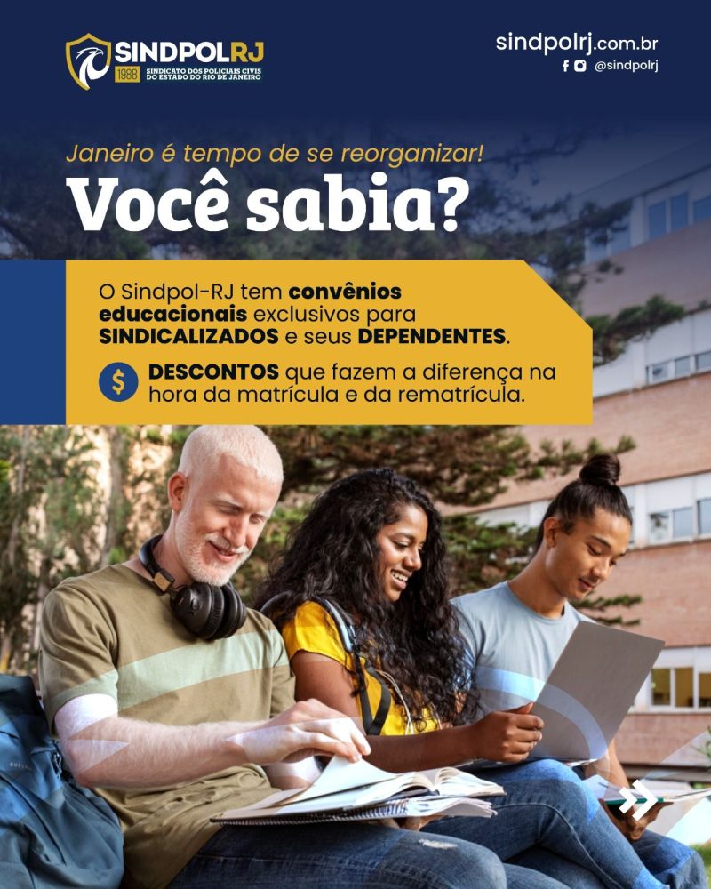 Sindpol-RJ oferece convênios educacionais com universidades e escolas para sindicalizados e dependentes